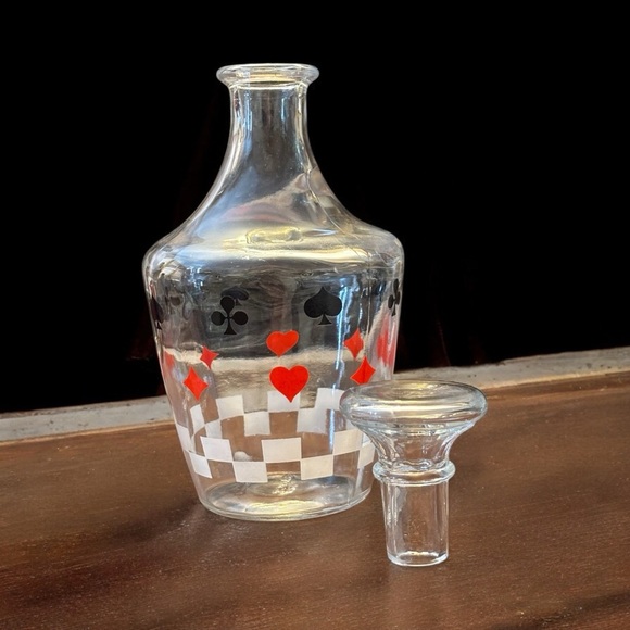 1950s/60s Luminarc French Liquor Decanter Set. Playing Card Motifs. - Picture 2 of 10